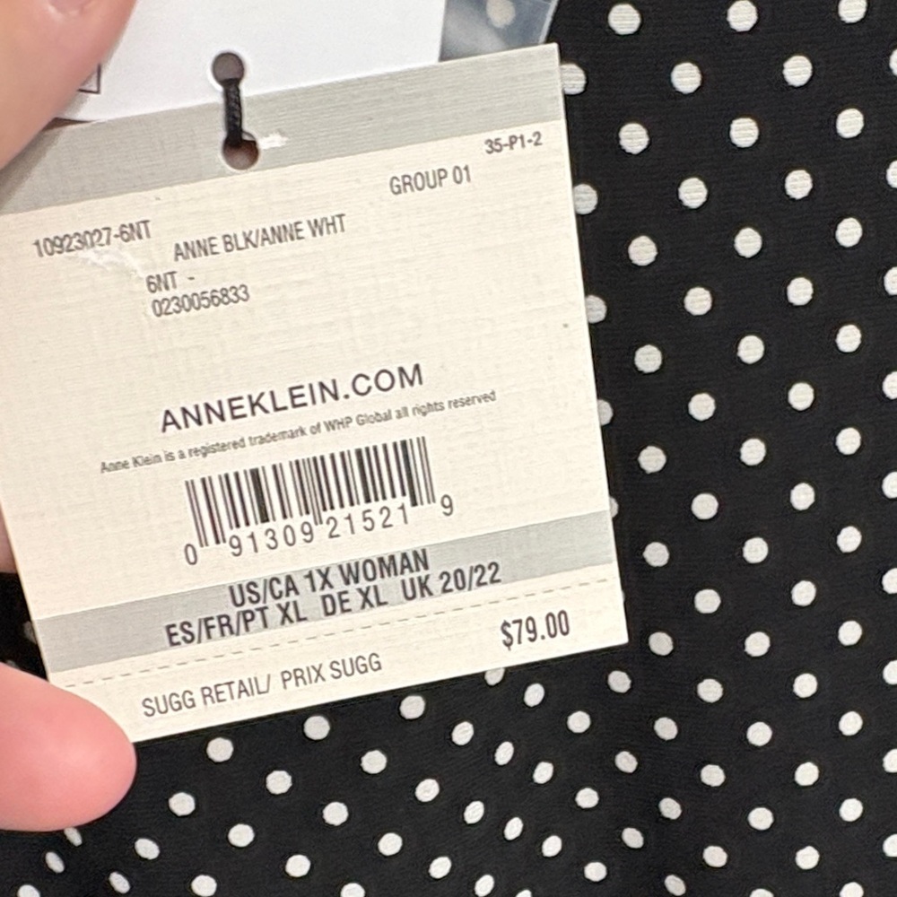 Anne Klein Black Blouse with White Dots - Picture 7 of 7
